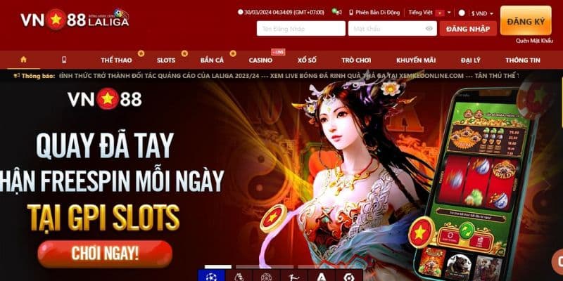 tặng thưởng vòng quay may mắn khi chơi GPI Slots game tại VN88 45.76